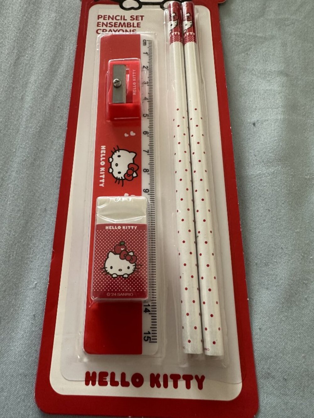 Sanrio Hello Kitty Eraser Pencil Ruler Sharpener Set - Picture 7 of 11